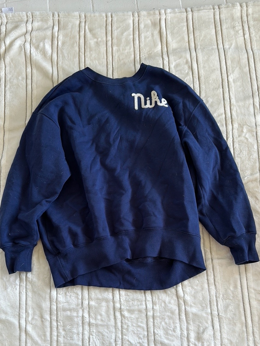 Nike womens Navy Crewneck with White Script Logo